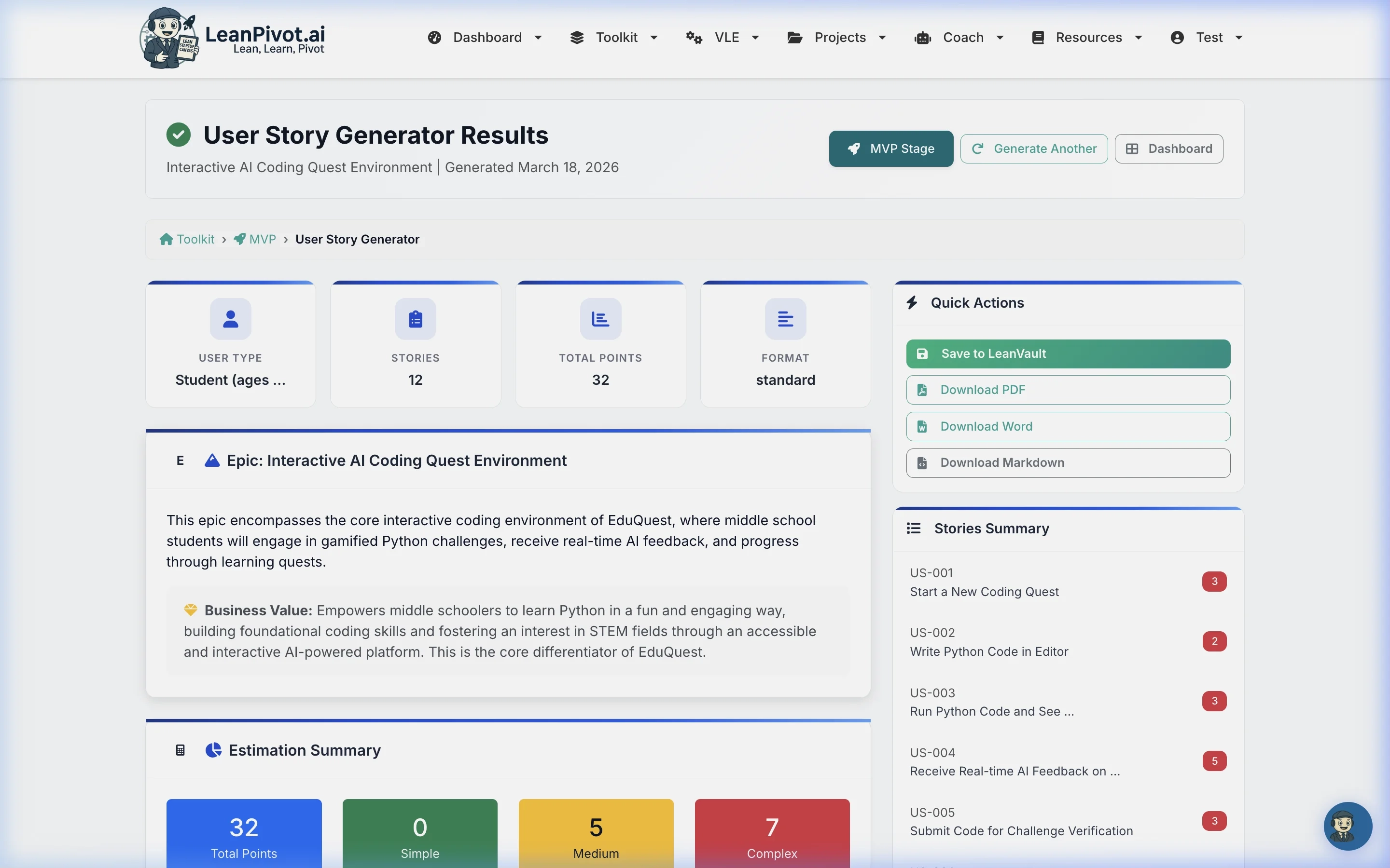 Complete User Stories with Acceptance Criteria